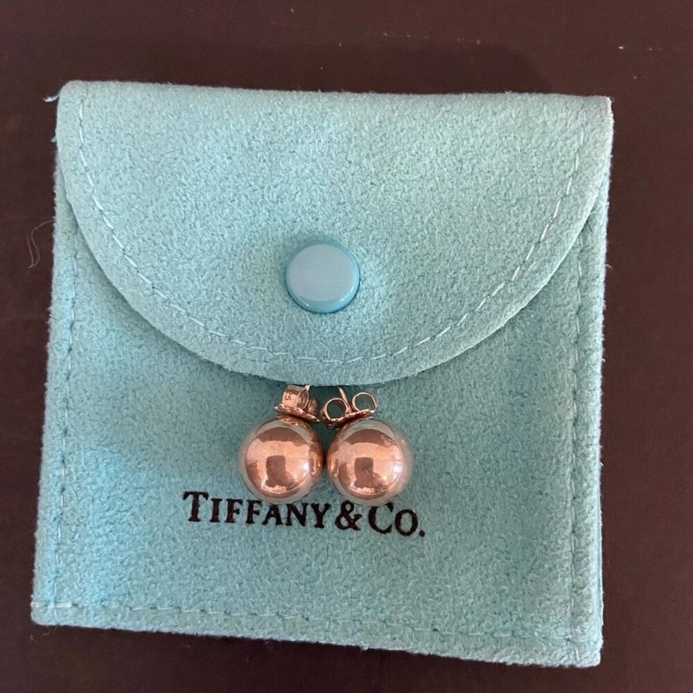 Authentic Tiffany & Co Sterling Silver Hardware Ball Bead Stud Earrings 10mm